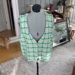 Anthropologie - Cream and Green knit sweater vest - XL